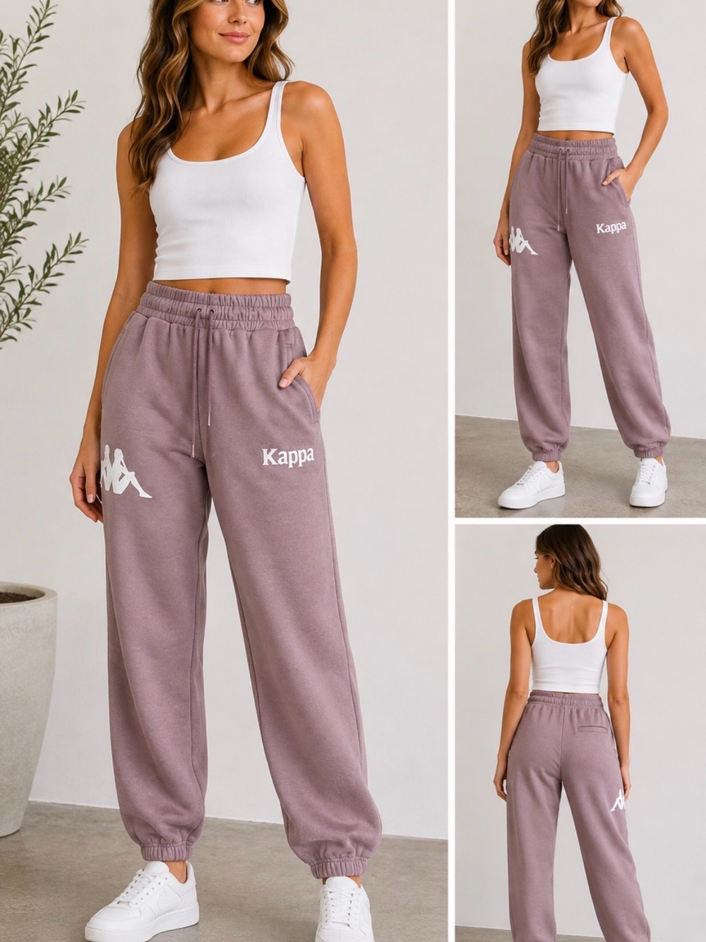 Kappa Mauve Logo Jogger Sweatpants Size XL NWT Regular Fit Streetwear